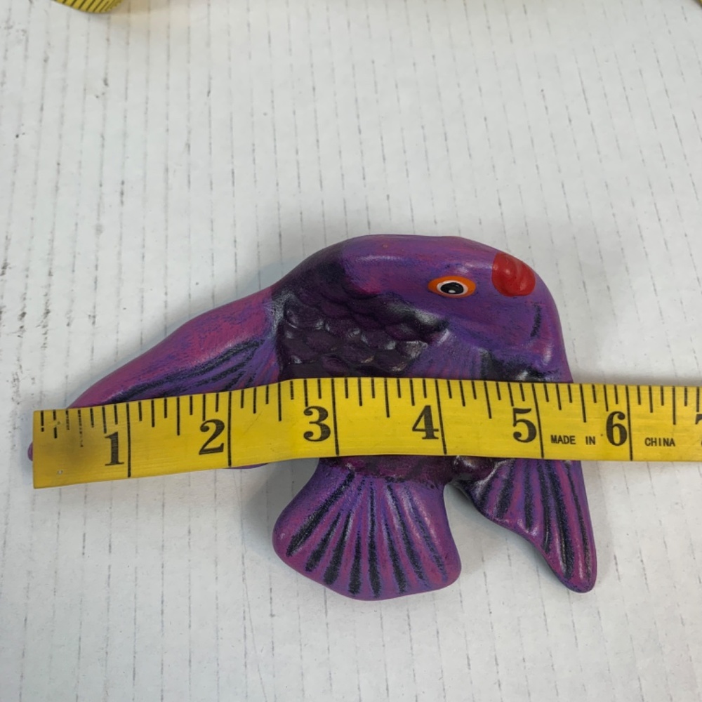 Vintage MCM Ceramic Purple Angel Fish Bath Wall Pocket Kitsch Small 4" X 5.5" - Picture 11 of 12